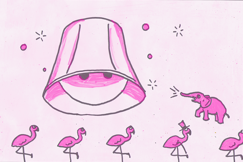 Ball With Flamingos and Hat