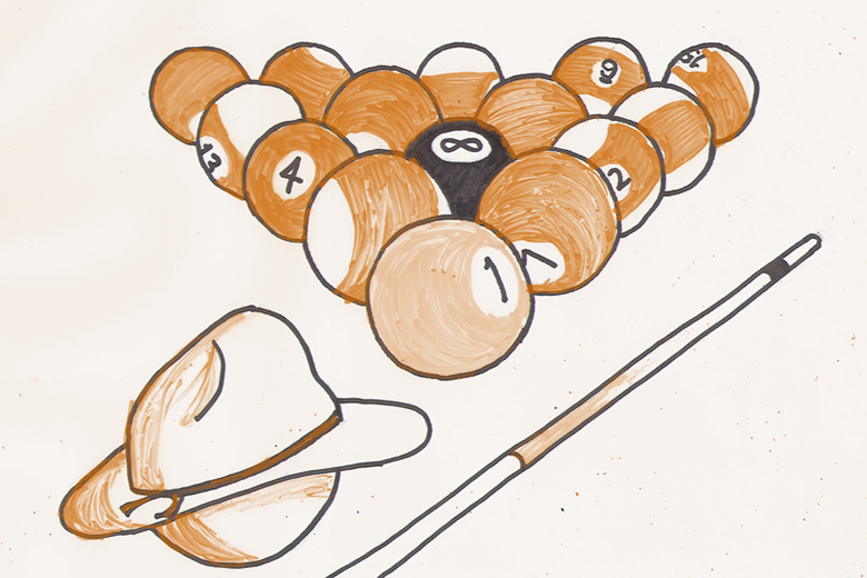 Ball With Cue and Hat