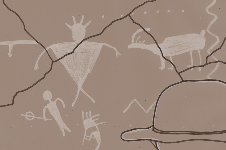 Ball With Petroglyphs and Hat