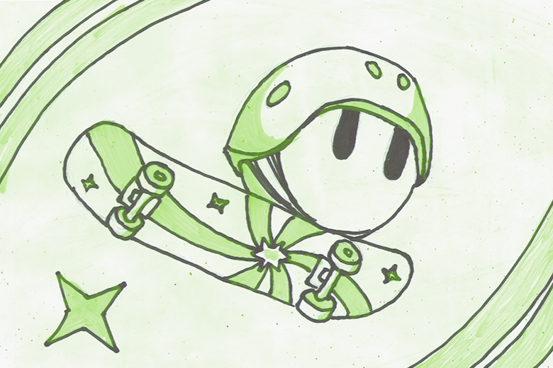 Ball With Skateboard and Hat